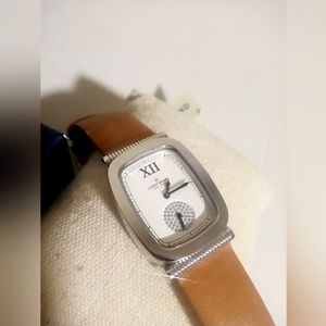 Lucky Brand Minimal Roman Numeral Chrome Leather Women's Watch NWT $175